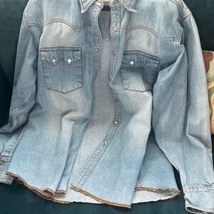 Scully Light Blue Denim Western Button-Down Shirt